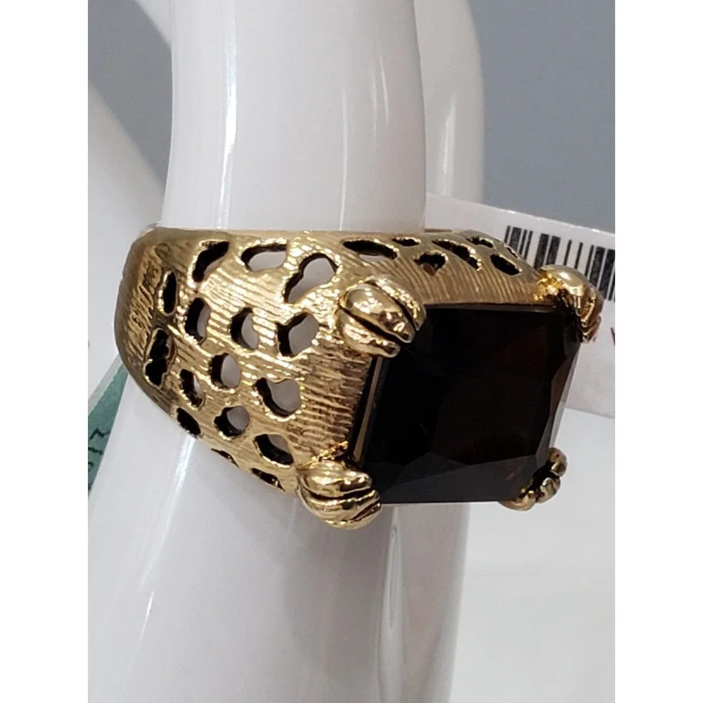 Leopard Jaguar Cocktail AMBER Ring Panther Cocktail Men Women Mob Boss Wife Gold